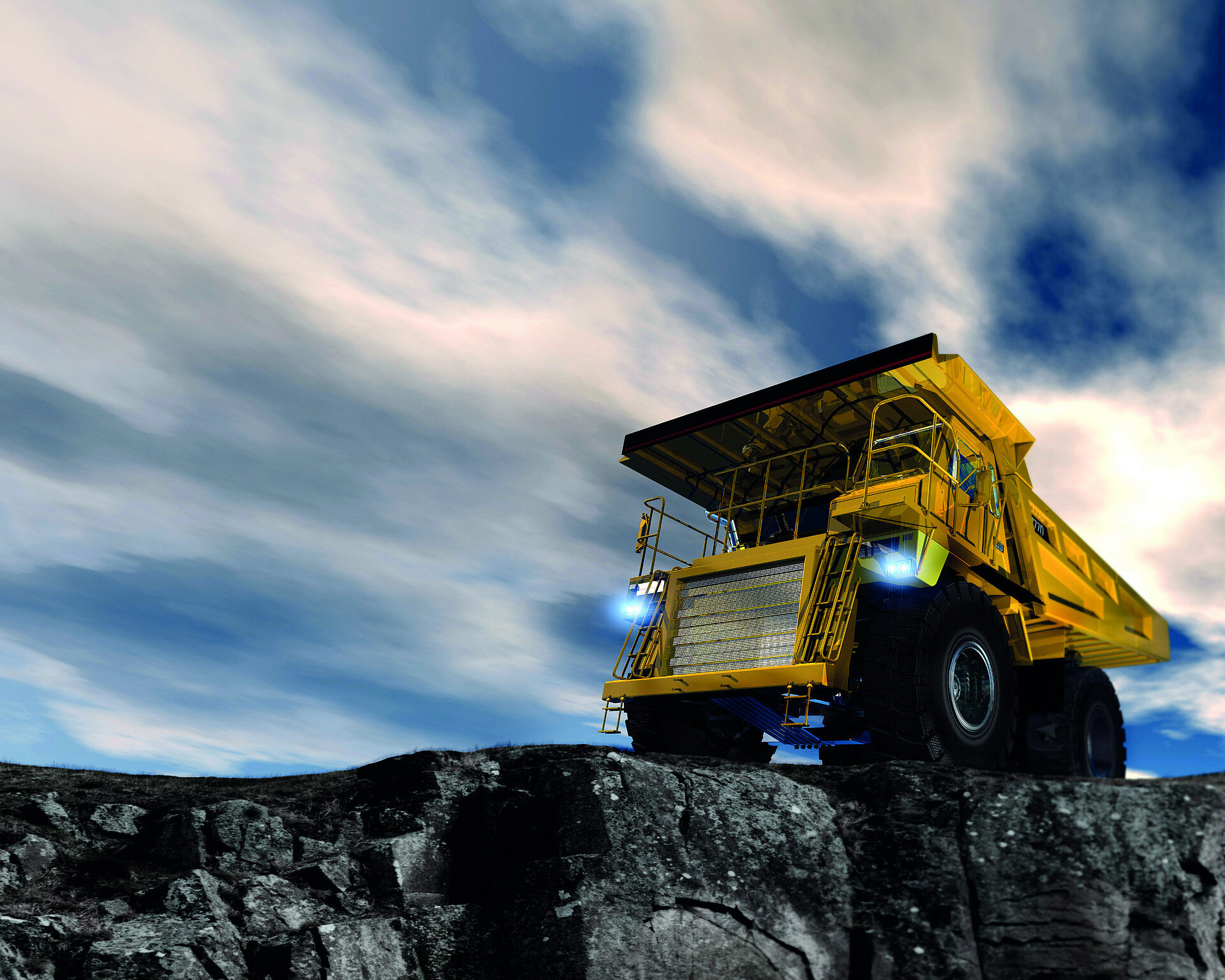 Tipper loader at the edge of a construction site