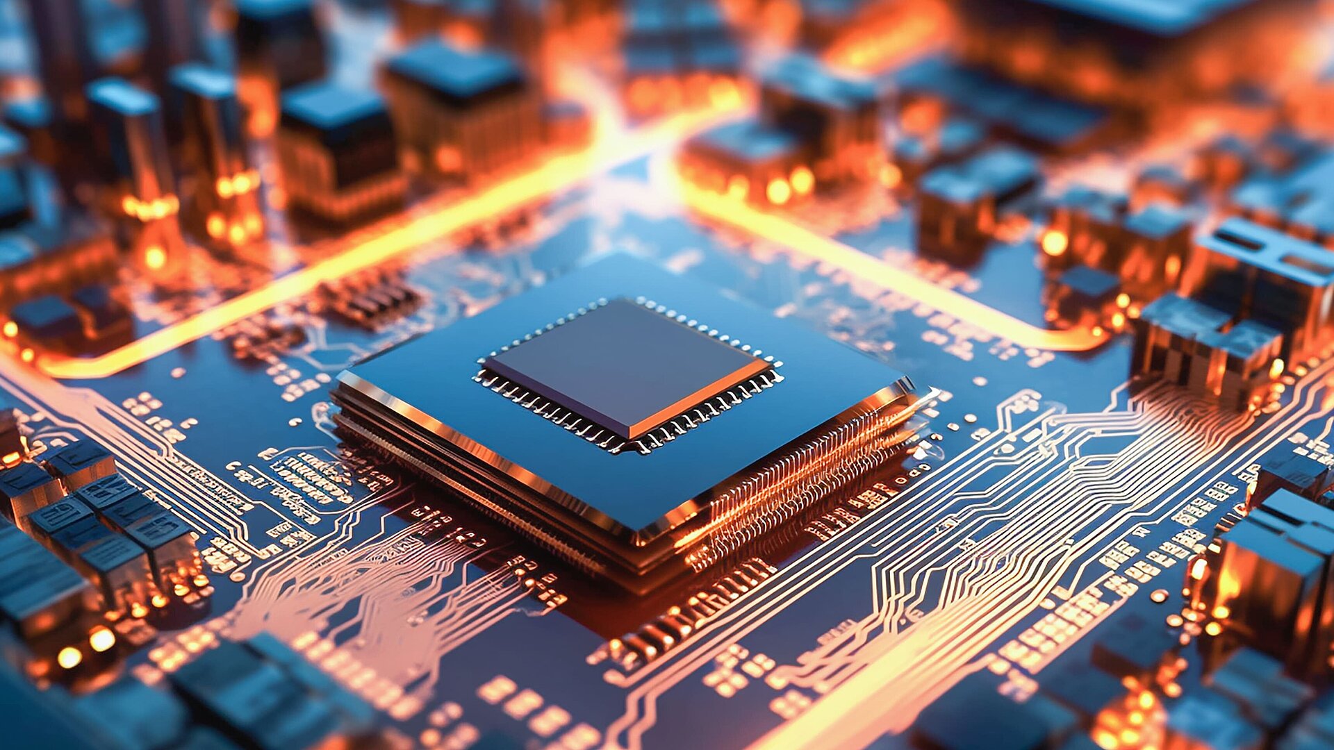 Glowing electronics semiconductor board