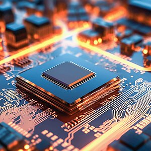 Glowing electronics semiconductor board