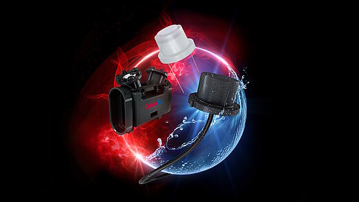 Three CeramSense ultrasonic sensors for flow measurement