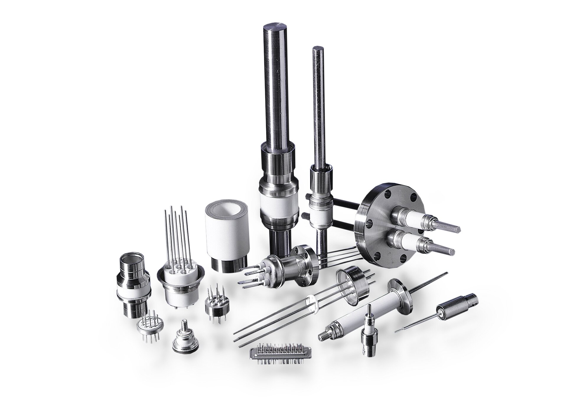 electrical feedthroughs, NPT feedthroughs, coaxial connectors, isolators, multi-pin connectors, viewports, thermocouples, terminals